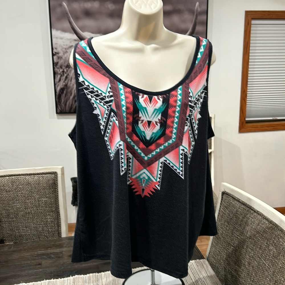 SHEIN curve brand, size 2XL black, tribal style print, tank top